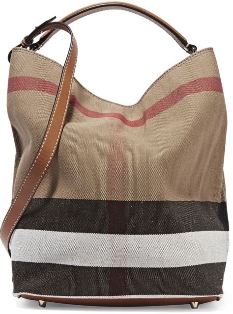 burberry leather trimmed checked canvas hobo bag|Burberry shoulder bag vintage.